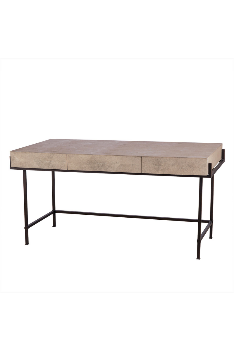 Cream Shagreen Desk with Wooden Drawers | Andrew Martin Mabel | Woodfurniture.com