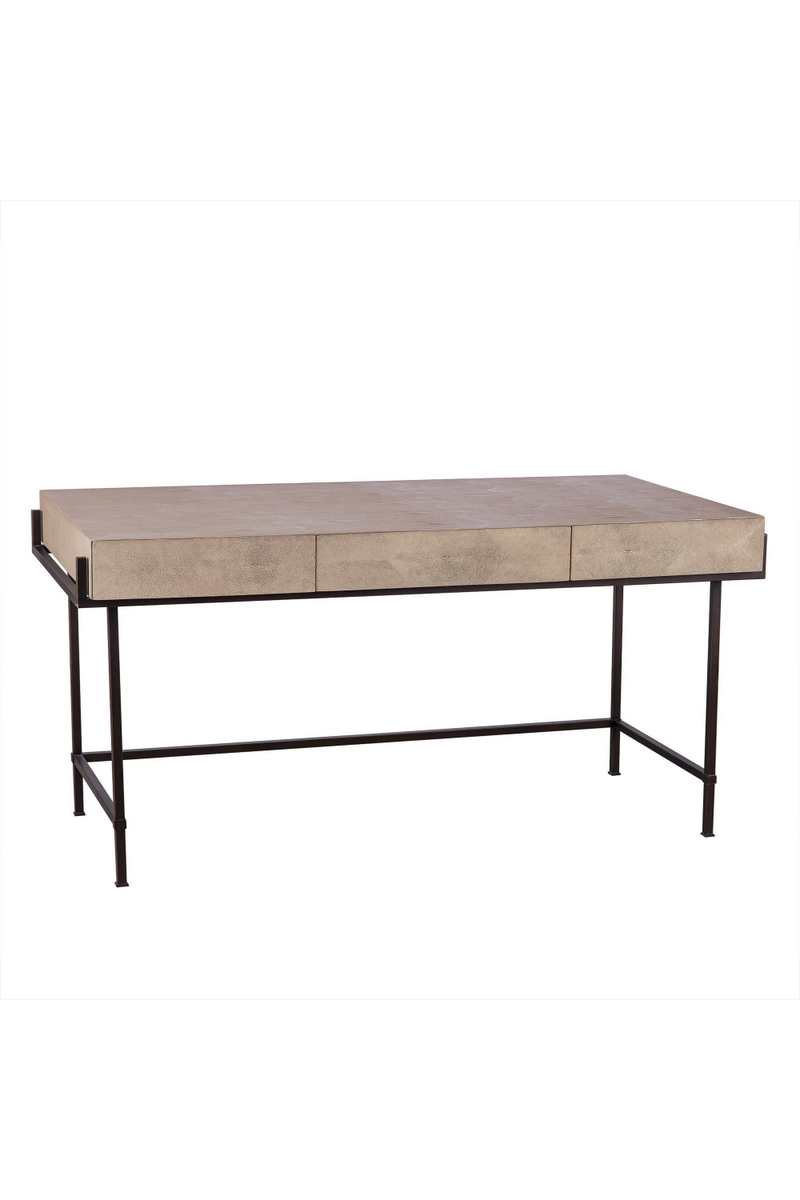 Cream Shagreen Desk with Wooden Drawers | Andrew Martin Mabel | Woodfurniture.com