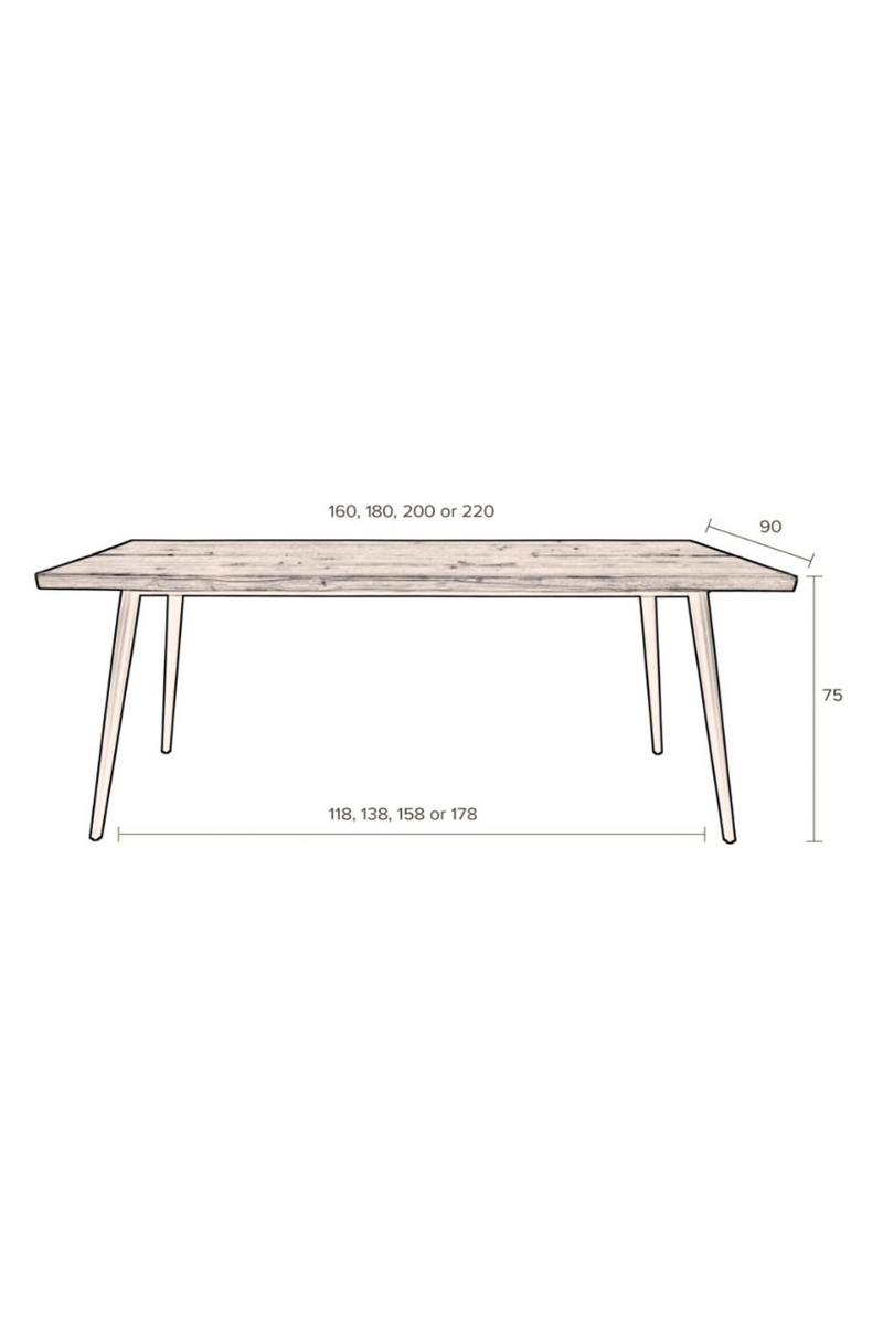 Walnut Rectangular Dining Table XL | Dutchbone Alagon | WoodFurniture.com