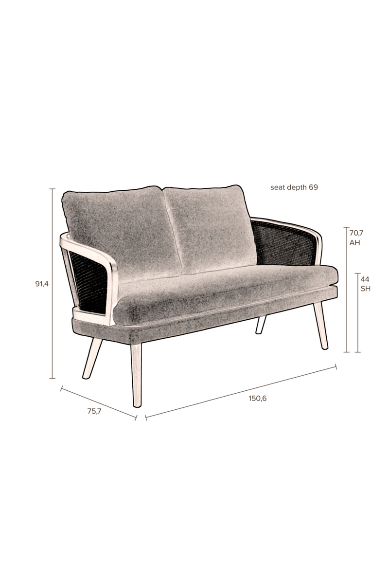 Rattan Backrest Upholstered Sofa | Dutchbone Manou | Woodfurniture.com