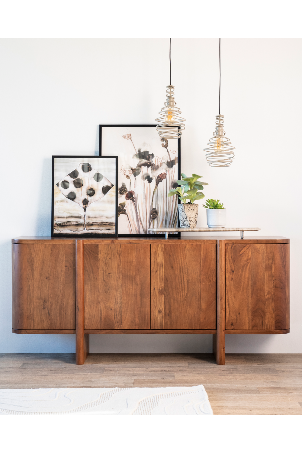 Modern Acacia 4-Door Sideboard | Eleonora Julian | Woodfurniture.com