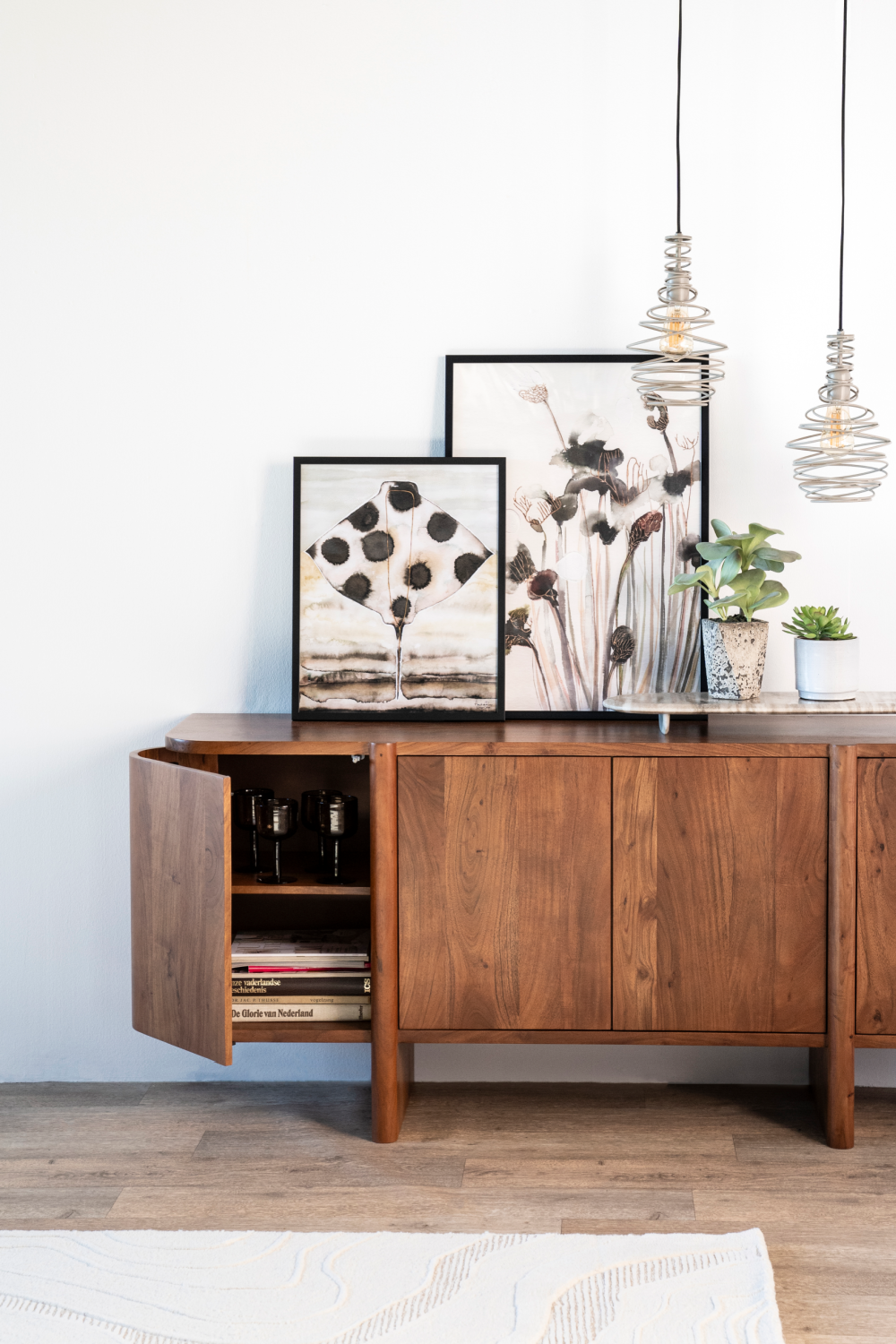 Modern Acacia 4-Door Sideboard | Eleonora Julian | Woodfurniture.com