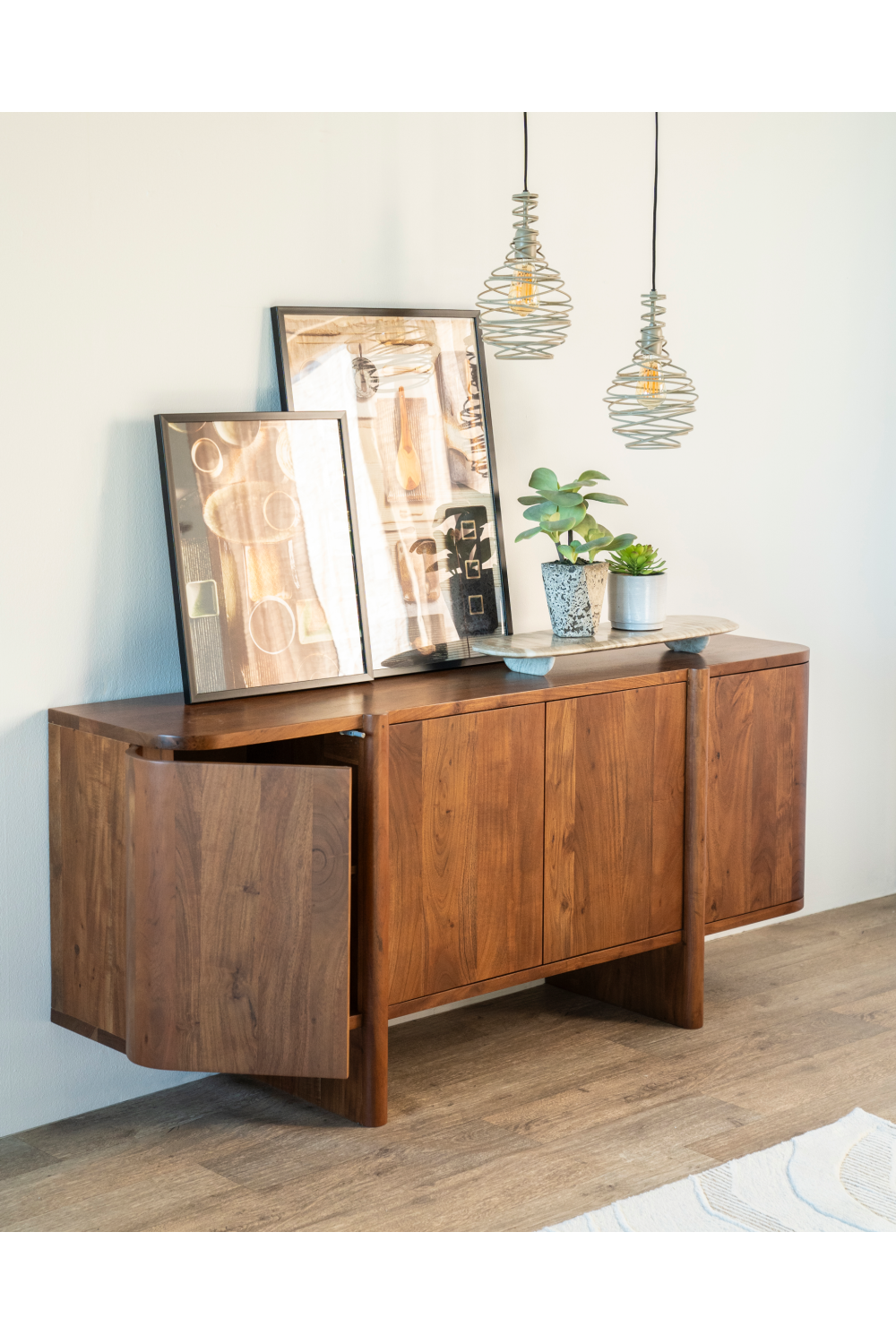 Modern Acacia 4-Door Sideboard | Eleonora Julian | Woodfurniture.com