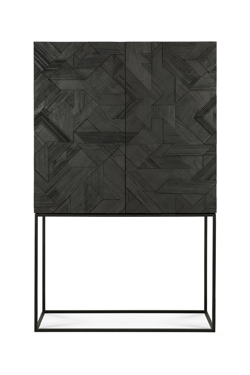 Black Teak Geometrical Cupboard | Ethnicraft Graphic | Woodfurniture.com