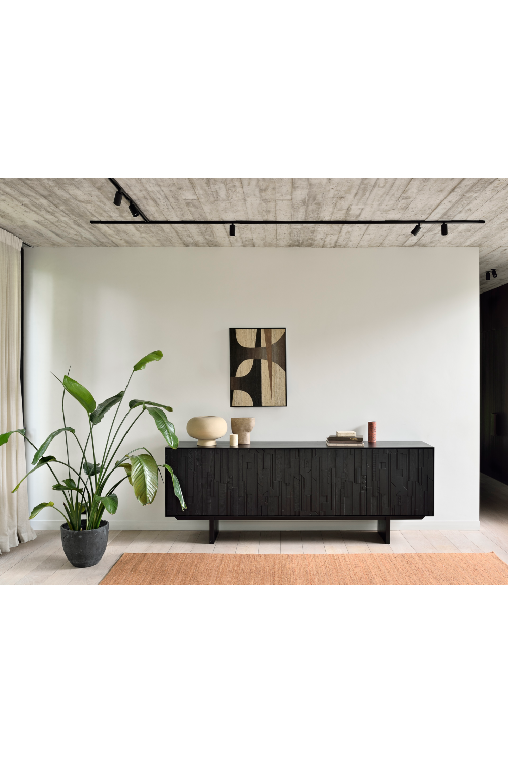 Black Teak Industrial Sideboard | Ethnicraft Mosaic | Woodfurniture.com