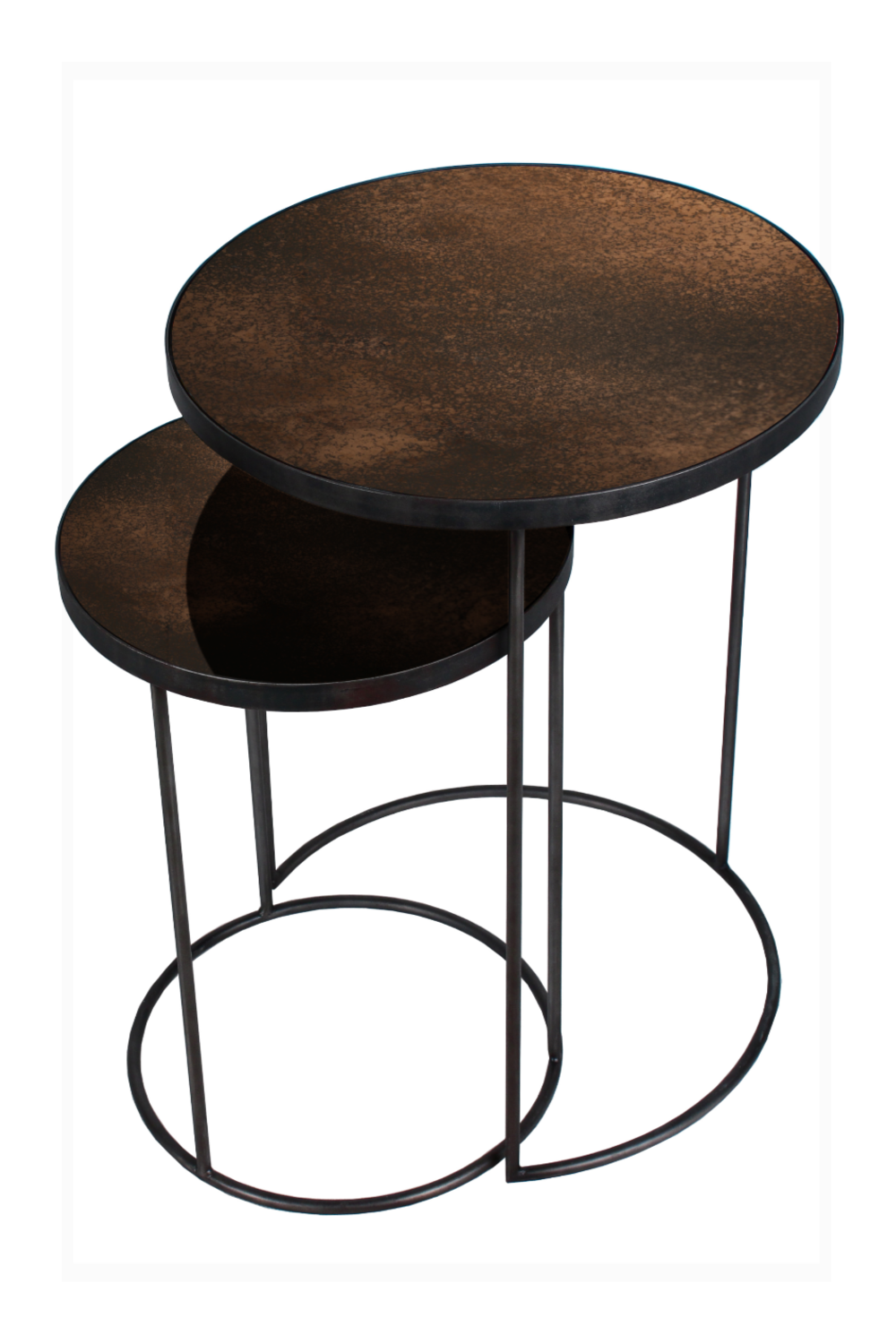 Round Nesting Side Table Set (2) | Ethnicraft Mirrored | Woodfurniture.com