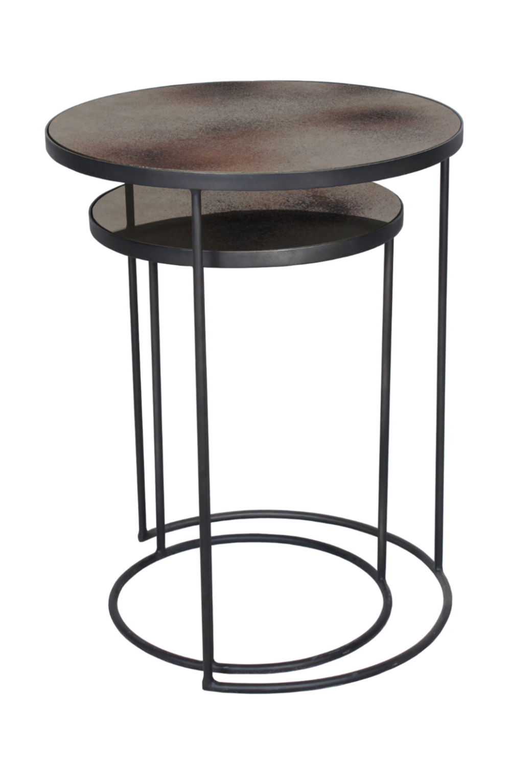 Round Nesting Side Table Set (2) | Ethnicraft Mirrored | Woodfurniture.com