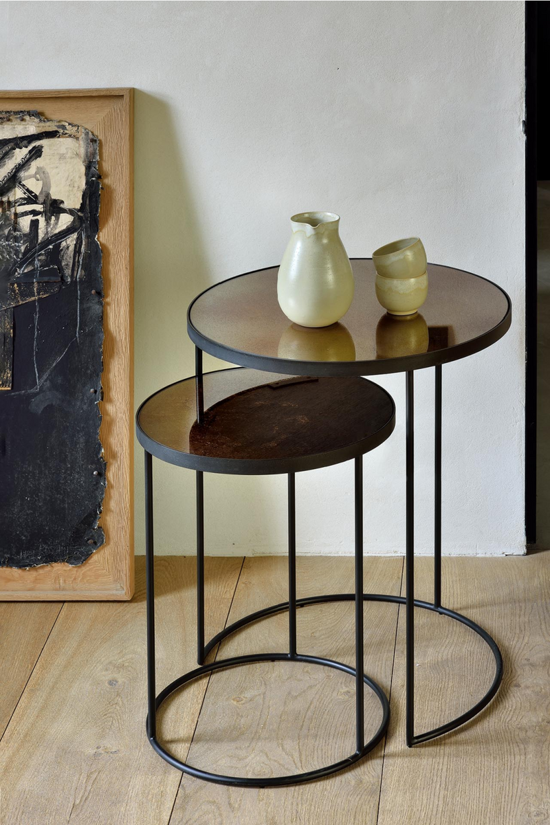 Round Nesting Side Table Set (2) | Ethnicraft Mirrored | Woodfurniture.com