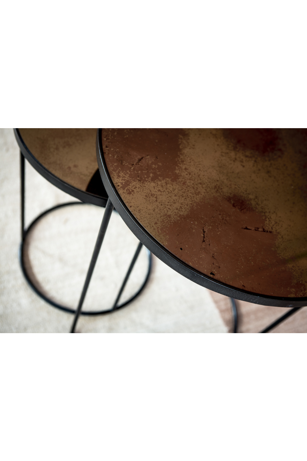 Round Nesting Side Table Set (2) | Ethnicraft Mirrored | Woodfurniture.com