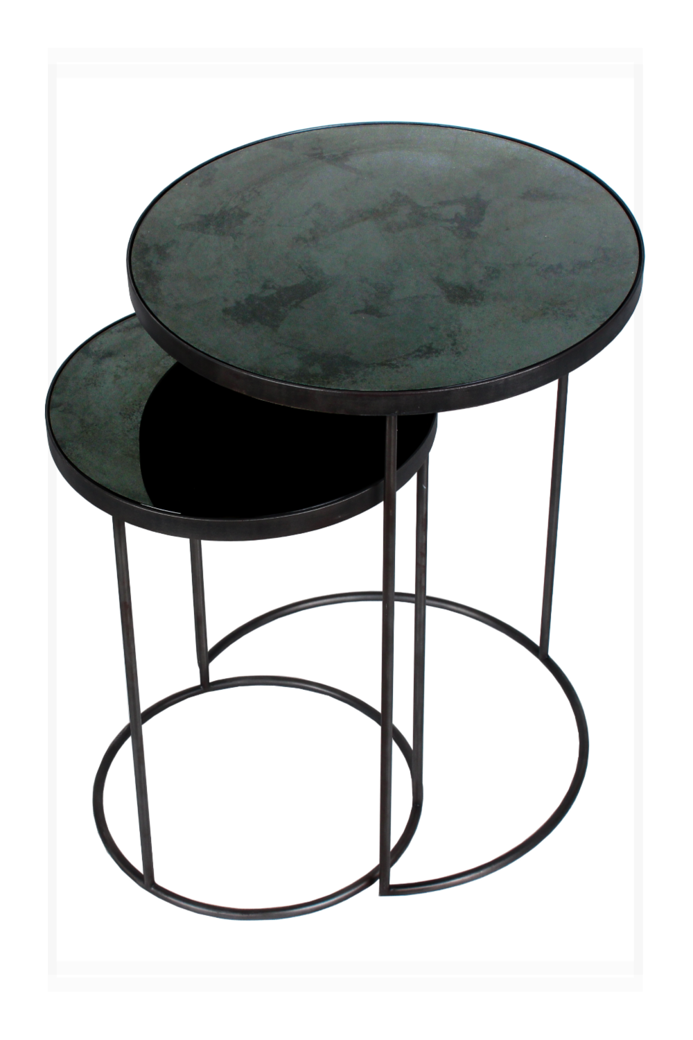 Round Nesting Side Table Set (2) | Ethnicraft Mirrored | Woodfurniture.com