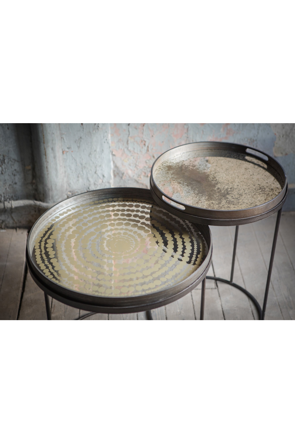 Round Tray Side Table Set (2) | Ethnicraft | Wood Furniture