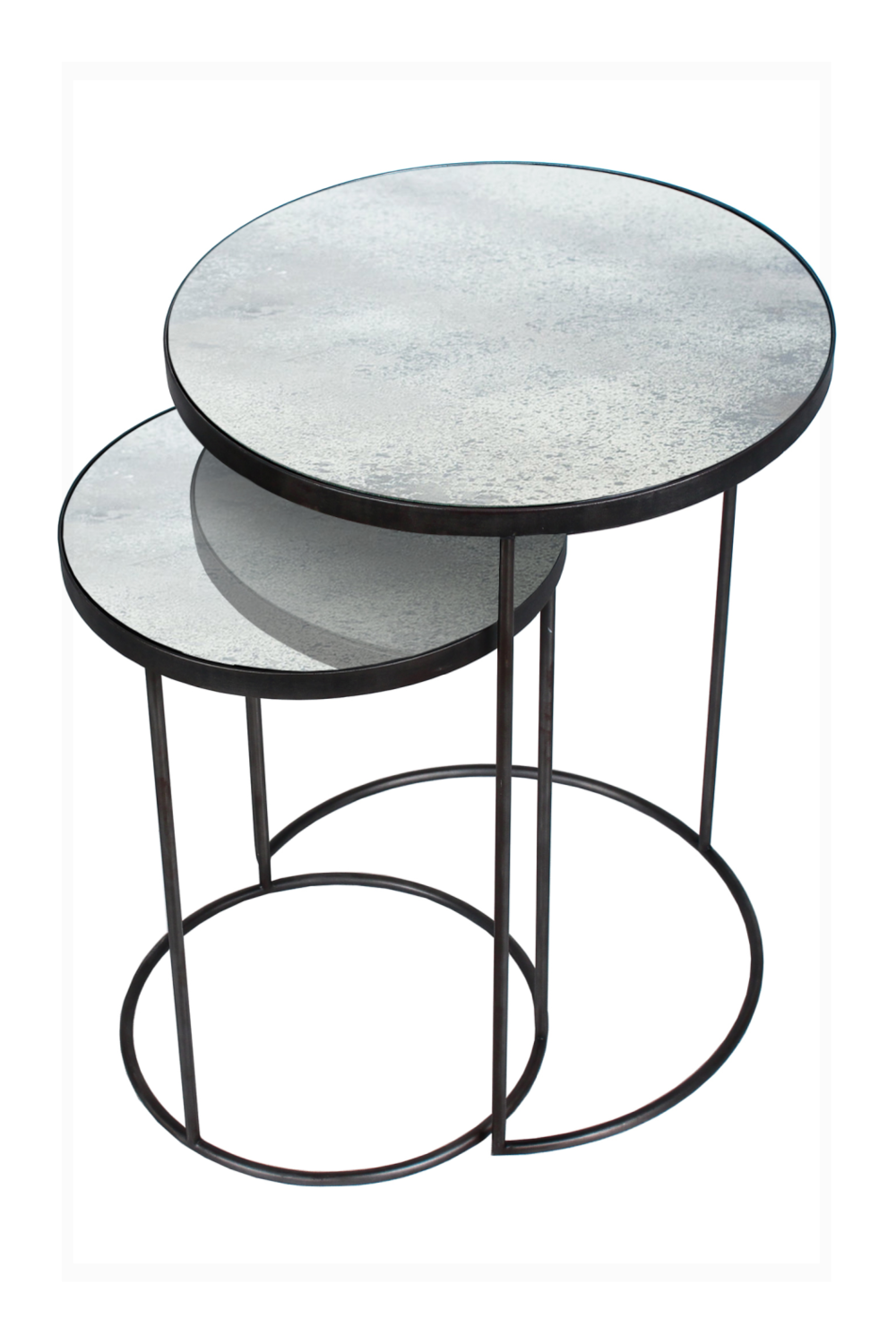 Round Nesting Side Table Set (2) | Ethnicraft Mirrored | Woodfurniture.com