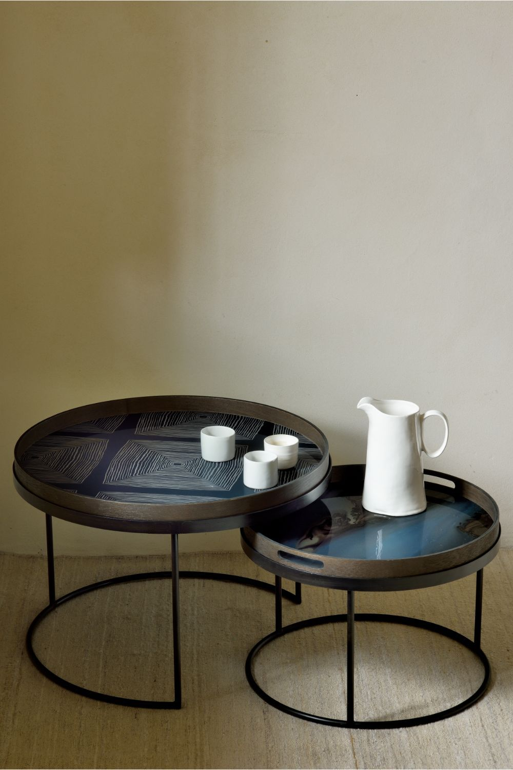 Round Tray Coffee Table set (2) | Ethnicraft | OROA TRADE