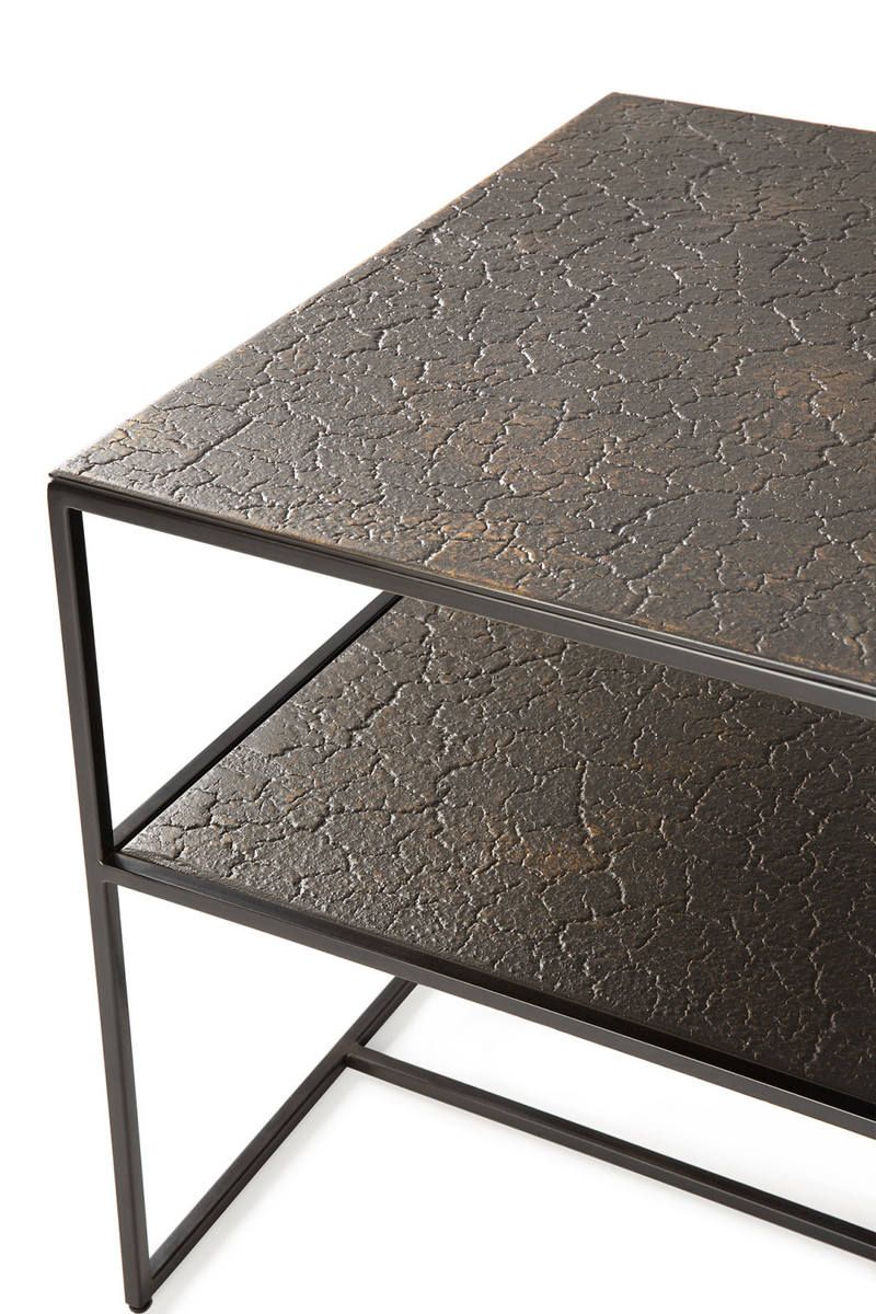 Metallic Side Table With Undershelf | Ethnicraft Pentagon │ Woodfurniture.com