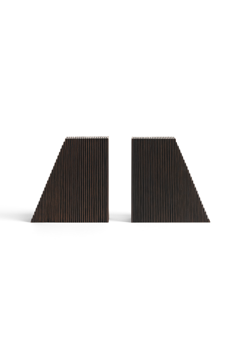 Varnished Mahogany Book Ends (2) | Ethnicraft Grooves | Woodfurniture.com