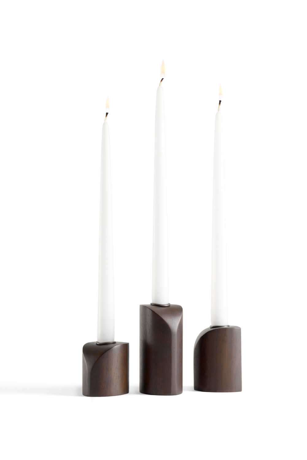 Brown Mahogany Candle Holders (3) | Ethnicraft PI | Woodfurniture.com