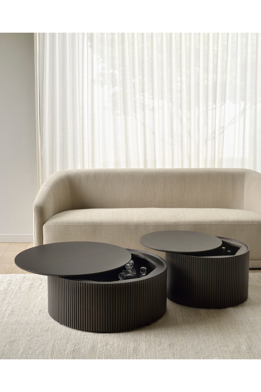 Round Storage Coffee Table | Ethnicraft Roller Max | Woodfurniture.com