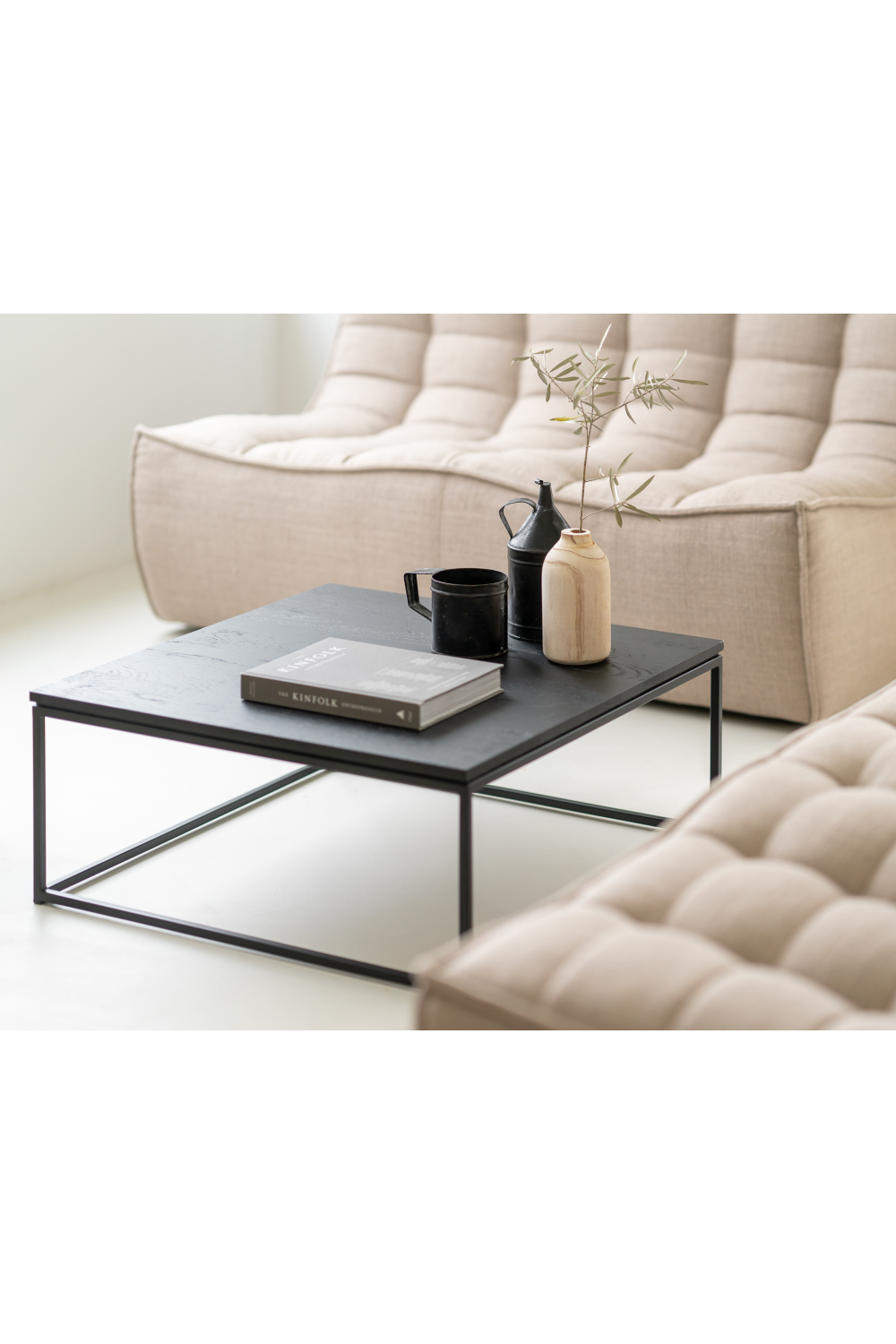 Black Metal Frame Coffee Table | Ethnicraft Thin | Woodfurniture.com