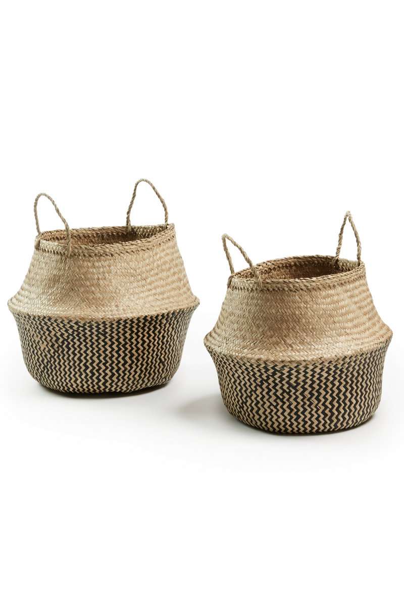 Black Woven Seagrass Basket Set | La Forma Thai | Woodfurniture.com
