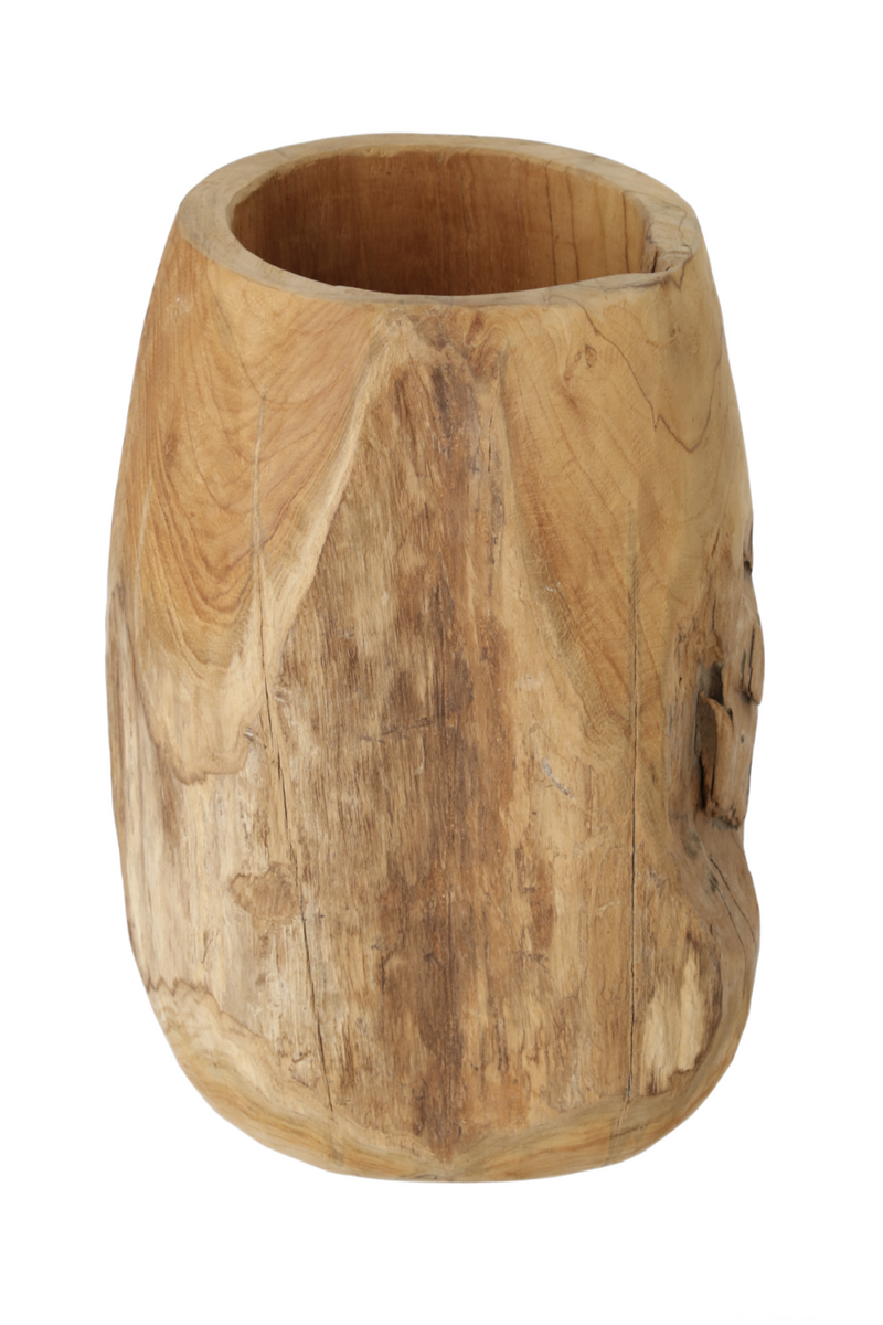 Carved Teak Trunk Planter | La Forma Oriole | Woodfurniture.com