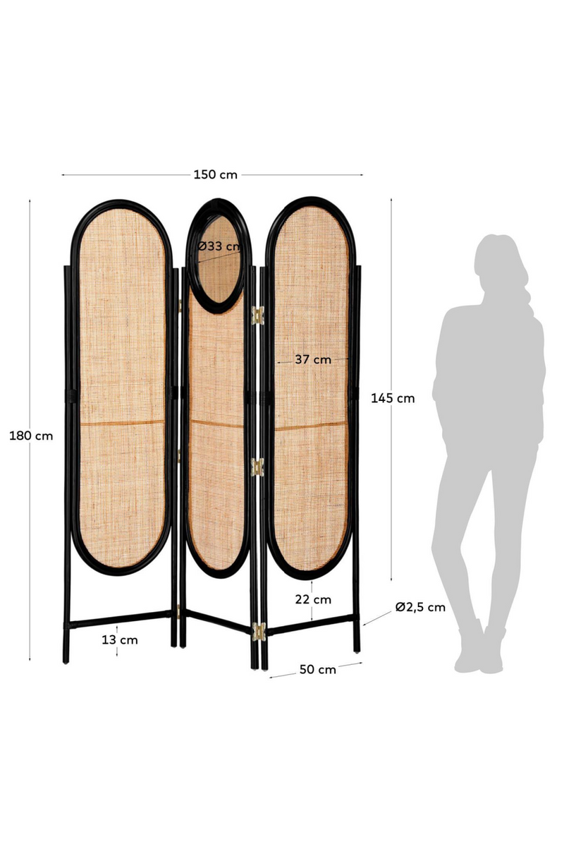 Black Rattan 3-Panel Room Divider | La Forma Lalita | Woodfurniture.com