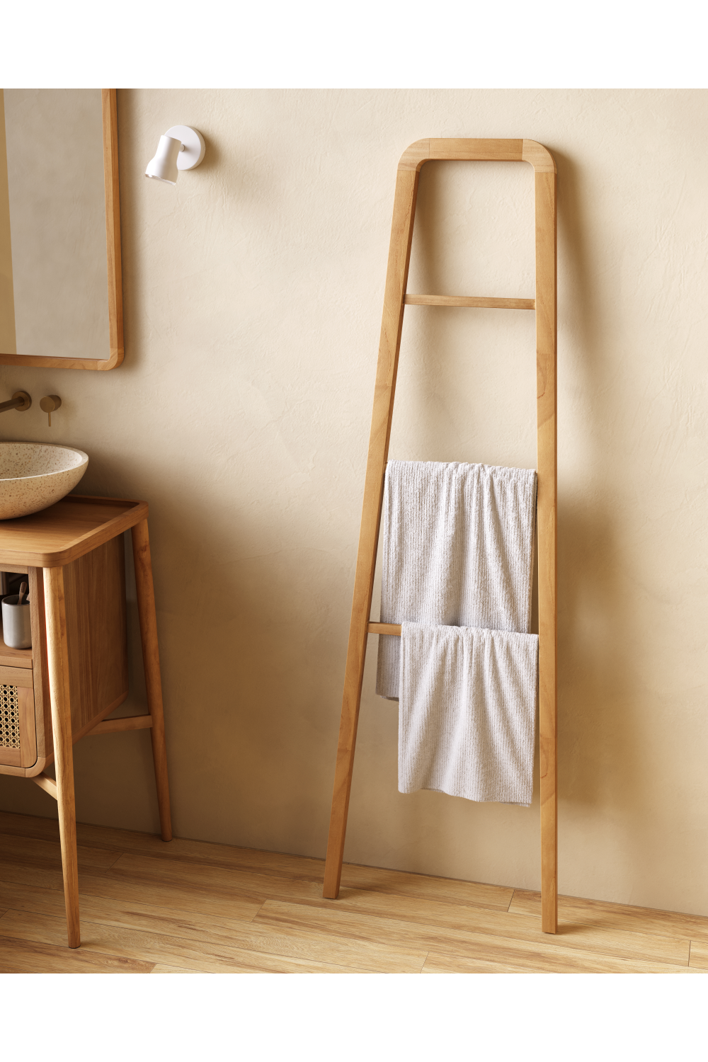 Escalera toallero madera de teca. El Tavolino-Alfafar