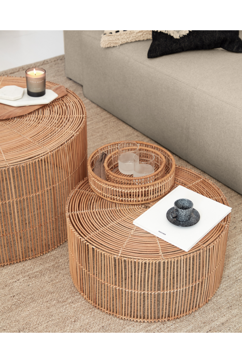 Round Rattan Coffee Tables Set (2) | La Forma Elmima | Woodfurniture.com