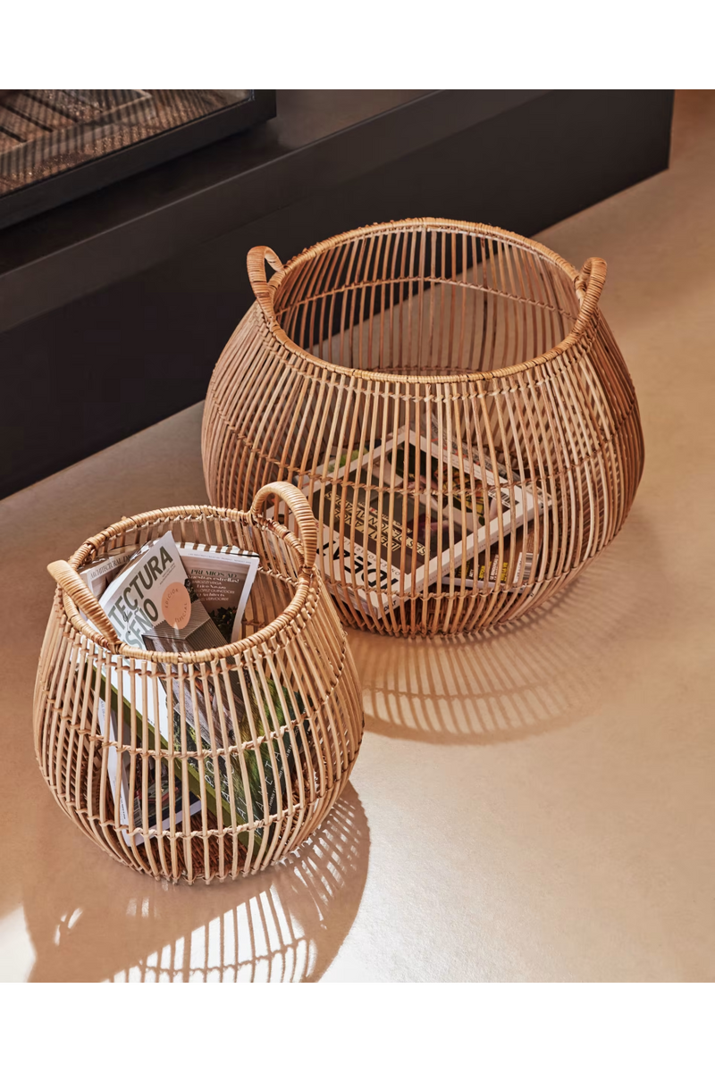 Rattan Slatted Basket Set (2) | La Forma Daya | Woodfurniture.com