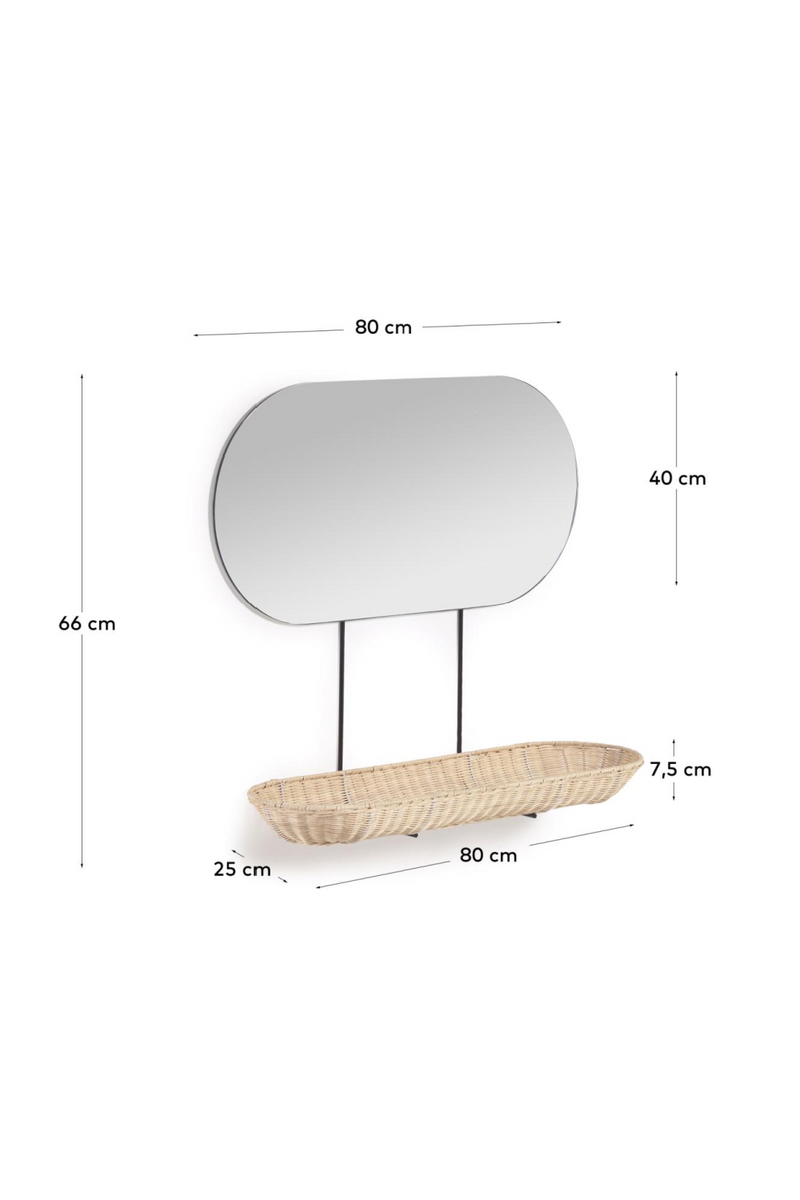 Wall Mirror With Rattan Shelf | La Forma Ebian | Woodfurniture.com