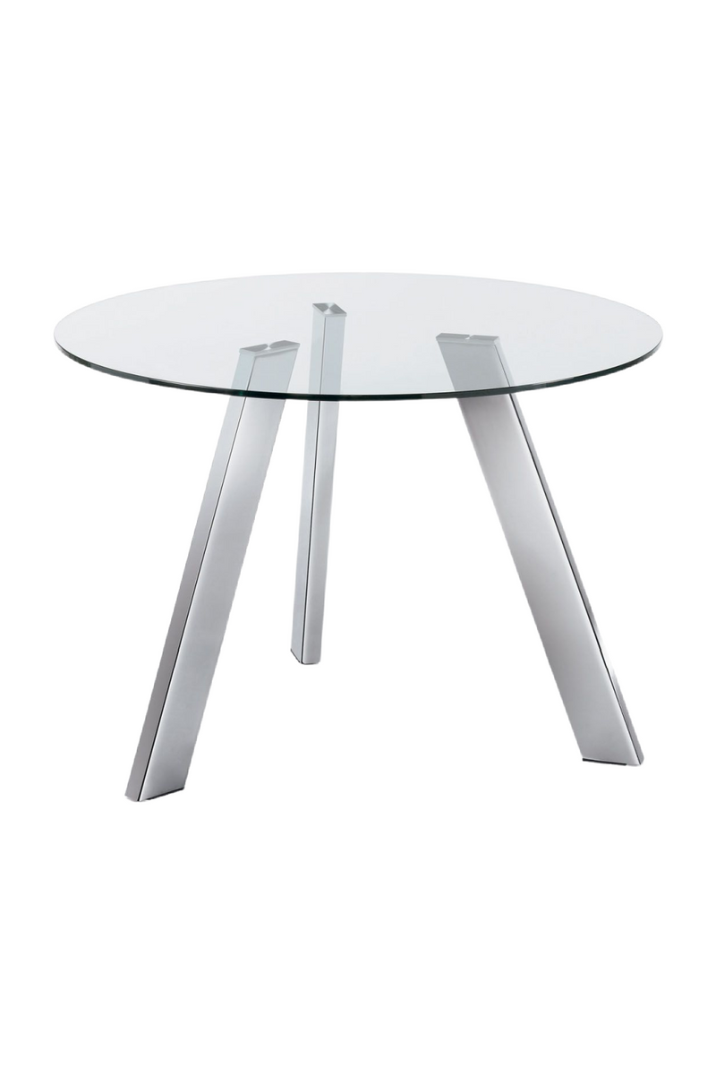 Chrome Tripod Round Glass Table | La Forma Carib | Woodfurniture.com
