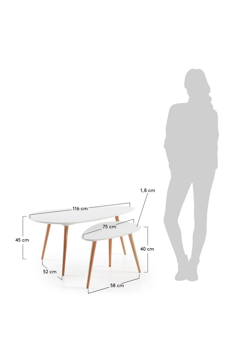White Oval Nesting Table Set | La Forma Kirb | Woodfurniture.com