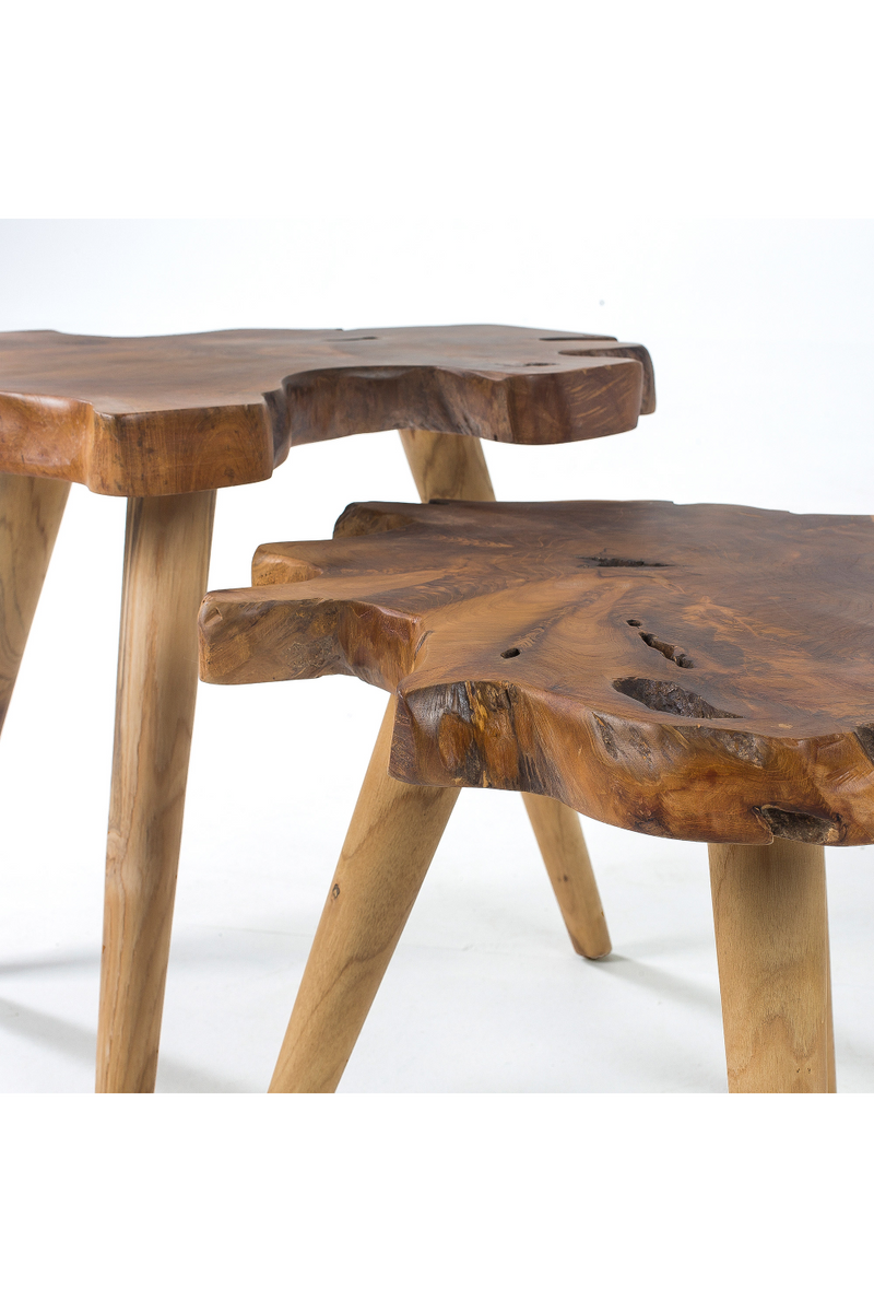 Teak Wood Slab Side Table Set | La Forma Hattie | Woodfurniture.com