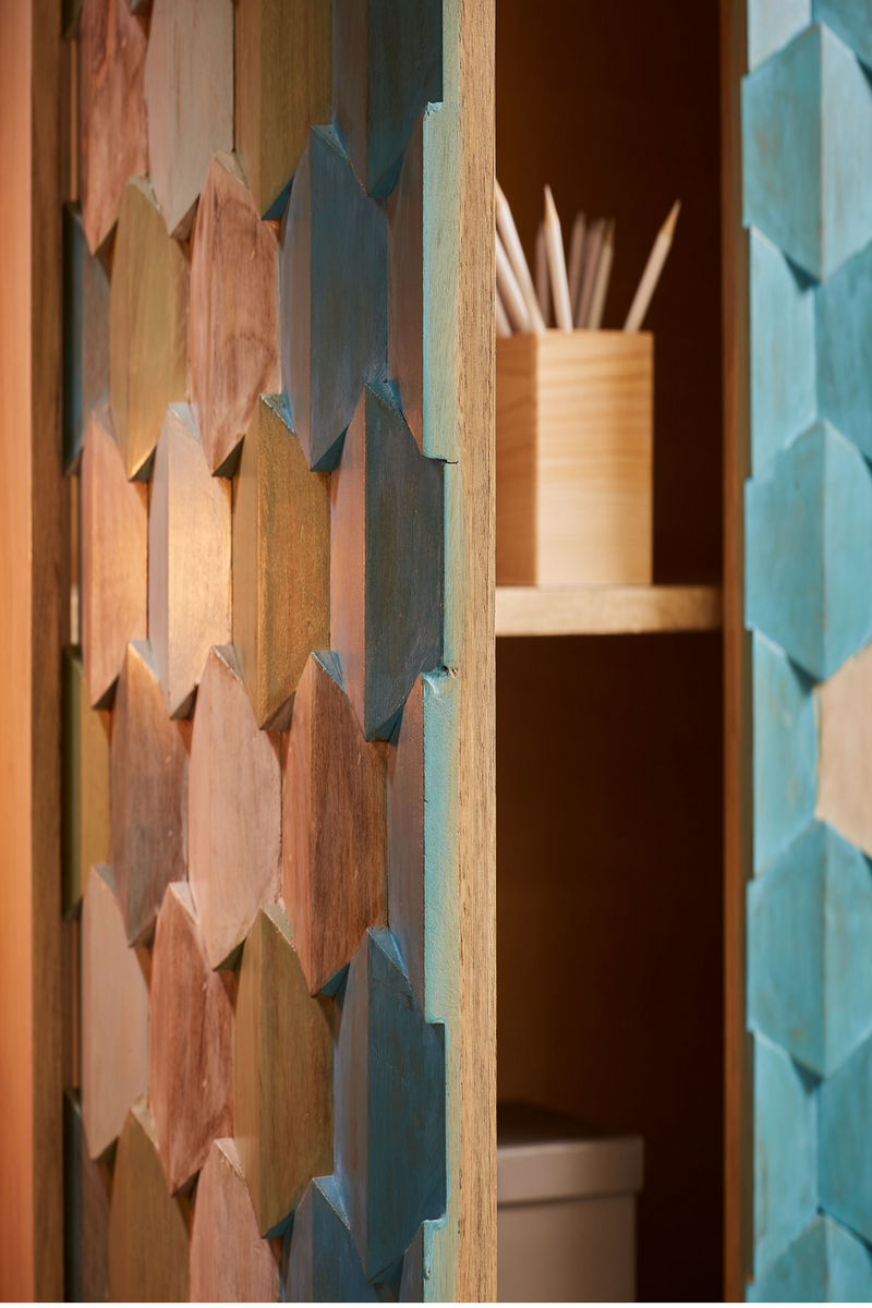 Multi Color Carved Wood Cabinet | La Forma ilka | Woodfurniture.com