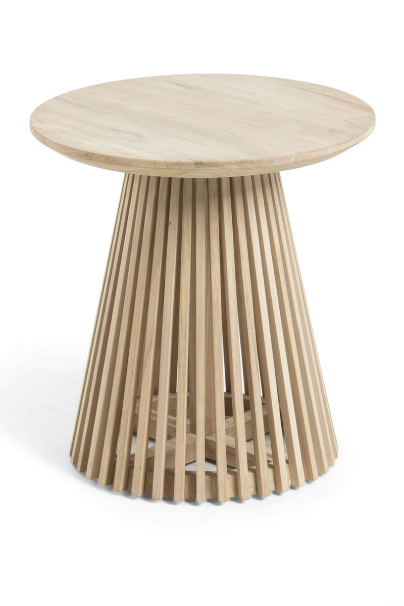 Round Teak Wood Pedestal Side Table | La Forma Jeanette | Woodfurniture.com