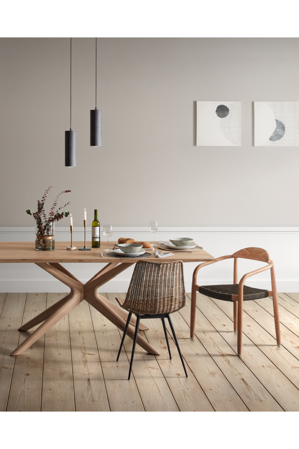 Oak White Wash Dining Table | La Forma Armande | Woodfurniture.com