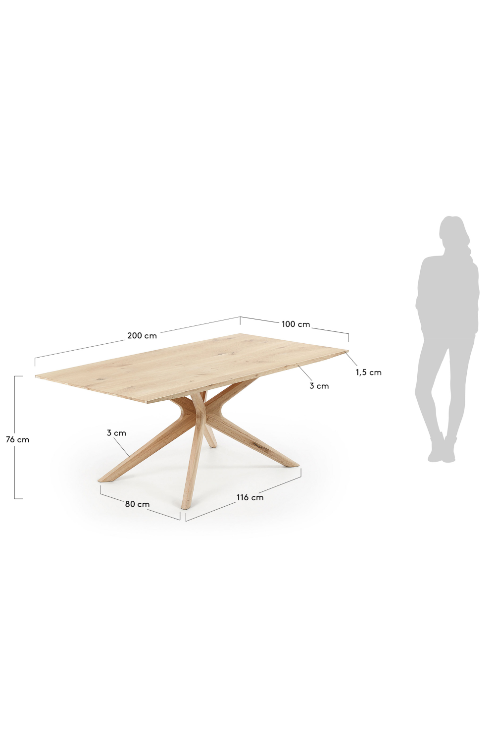 Oak White Wash Dining Table | La Forma Armande | Woodfurniture.com