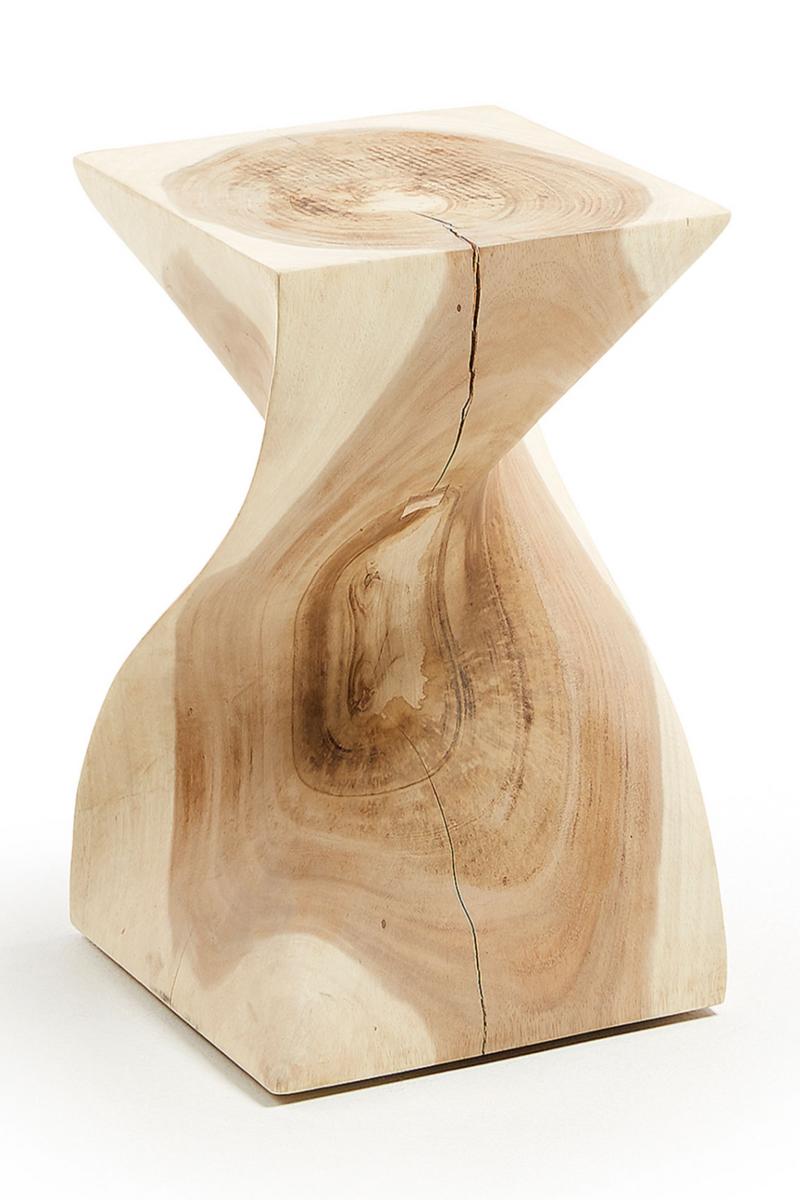 Square Carved Wood Side Table | La Forma Hakon | Woodfurniture.com