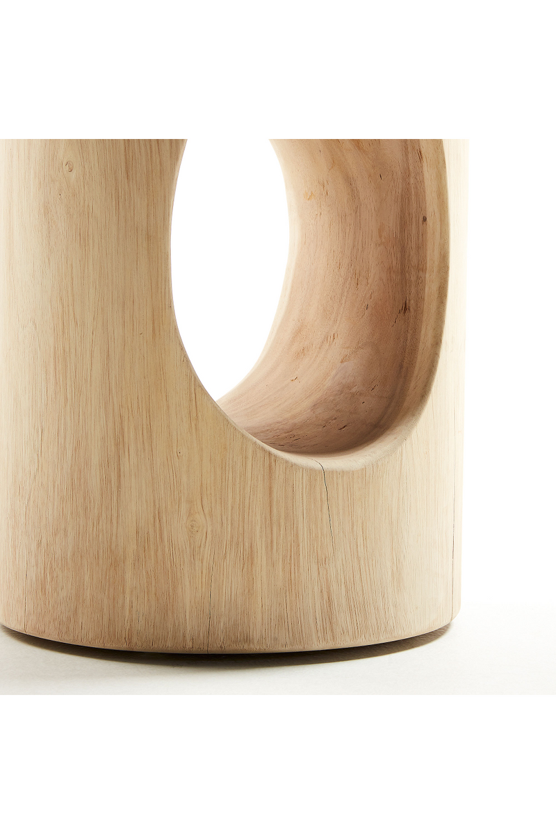 Round Carved Wood Side Table | La Forma Halker | Woodfurniture.com