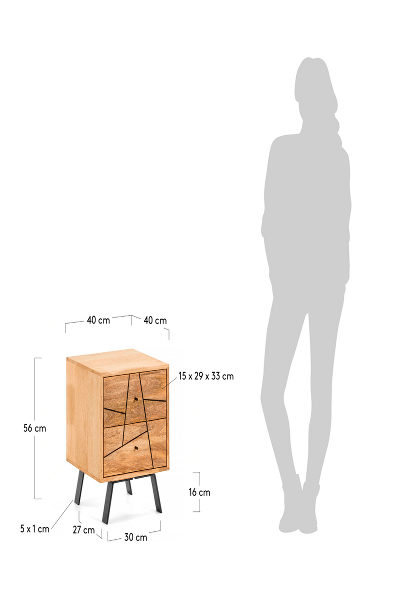 Geometric Mango Wood Bedside Table | La Forma Balia | Woodfurniture.com