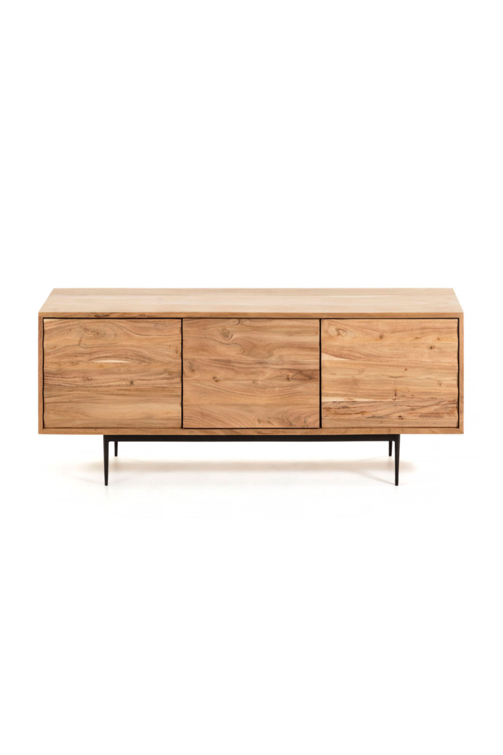 Natural Wood 3-Door TV Cabinet | La Forma Delsie | Woodfurniture.com