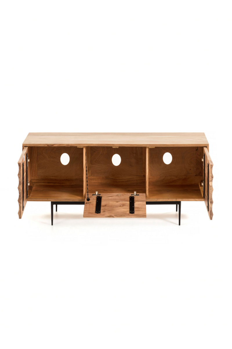 Natural Wood 3-Door TV Cabinet | La Forma Delsie | Woodfurniture.com