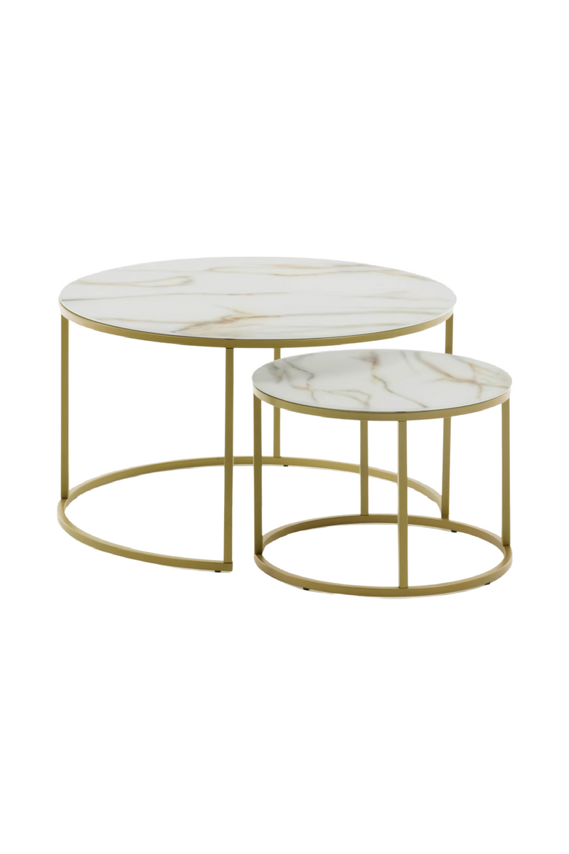 White Glass Nesting Side Tables (2) | La Forma Leonor | Woodfurniture.com