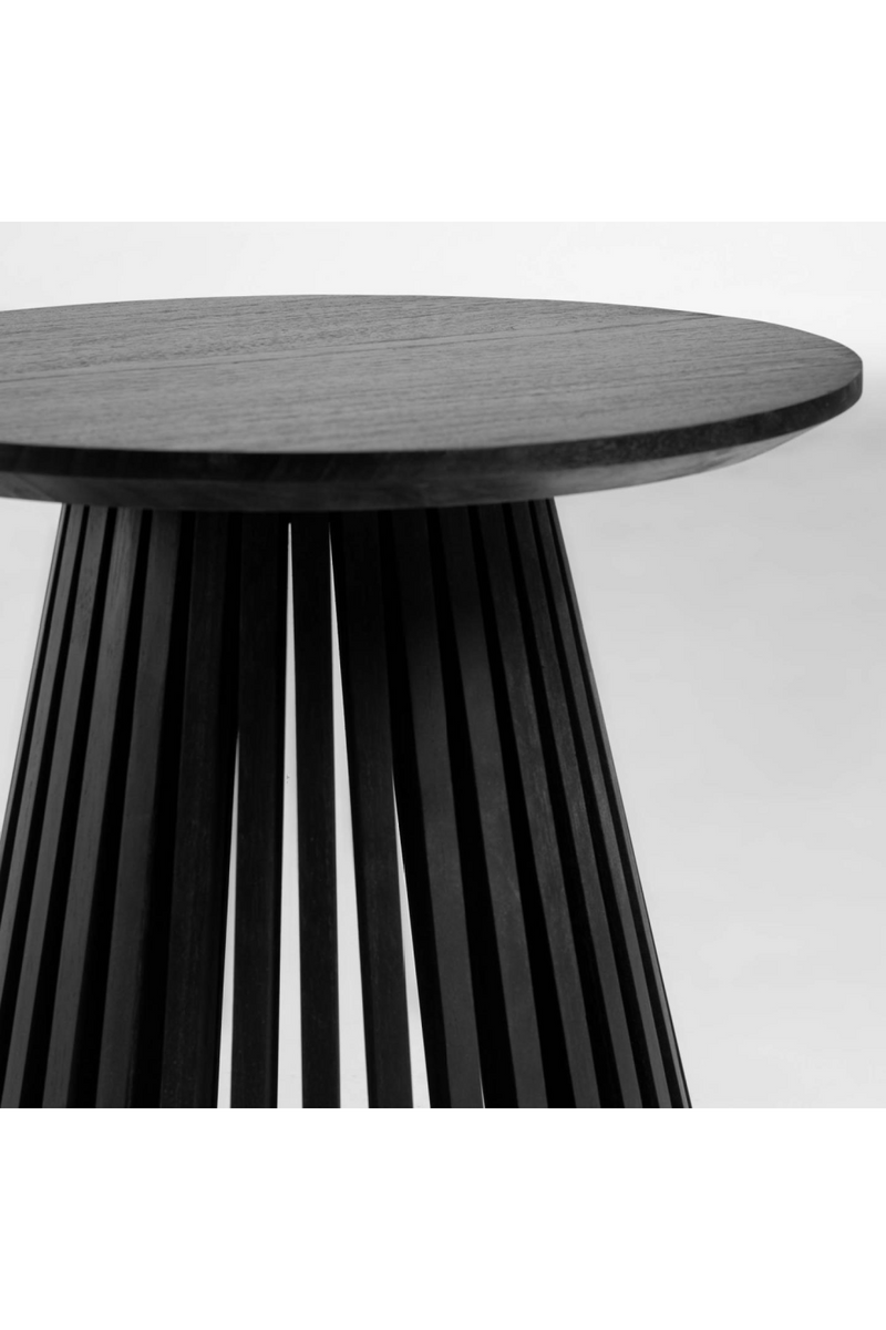 Round Black Teak Wood Pedestal Side Table | La Forma Jeanette | Woodfurniture.com