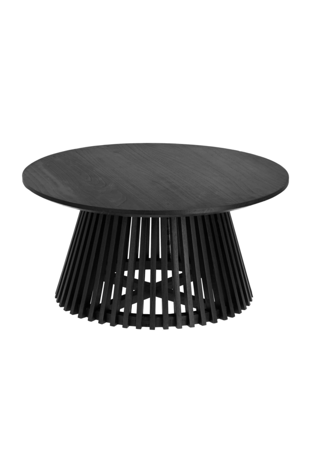 Round Black Teak Wood Pedestal Coffee Table | La Forma Jeanette | Woodfurniture.com