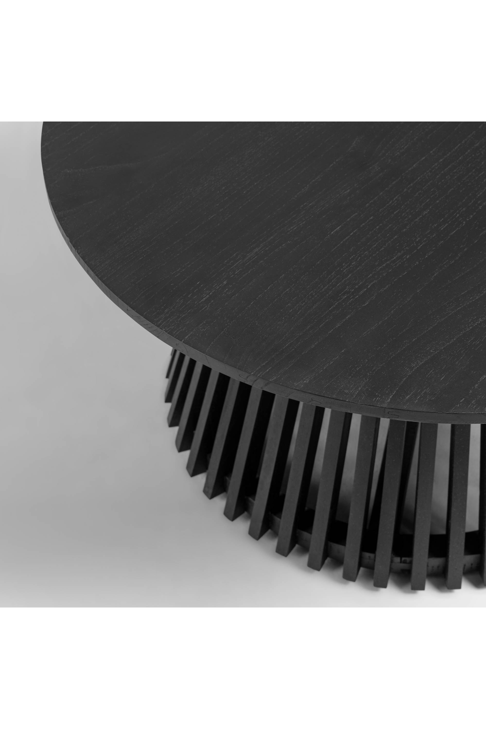 Round Black Teak Wood Pedestal Coffee Table | La Forma Jeanette | Woodfurniture.com