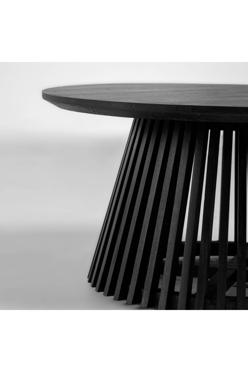Round Black Teak Wood Pedestal Coffee Table | La Forma Jeanette | Woodfurniture.com