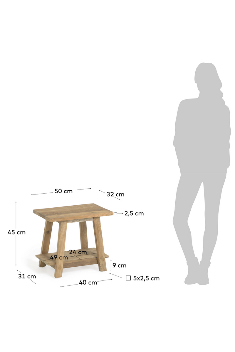Recycled Teak Wooden Footstool | La Forma Safara | Woodfurniture.com