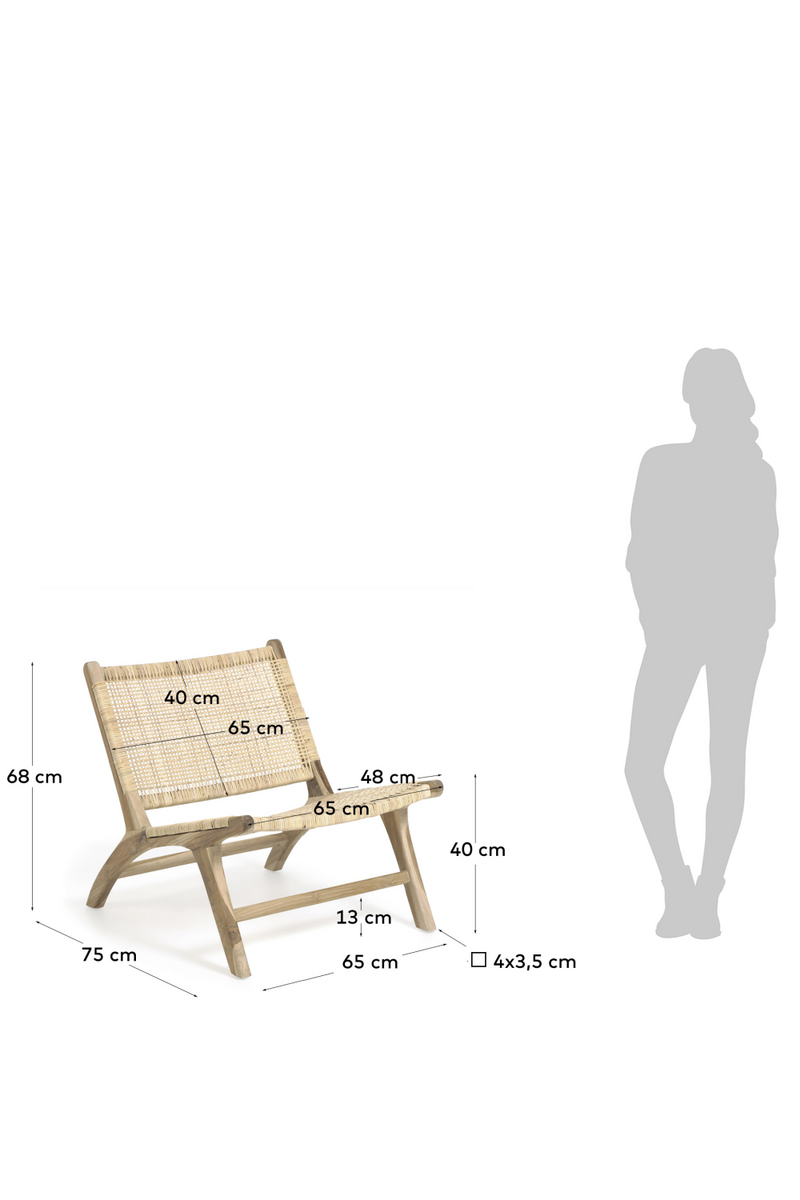 Solid Teak Rattan Accent Chair | La Forma Beida | Woodfurniture.com
