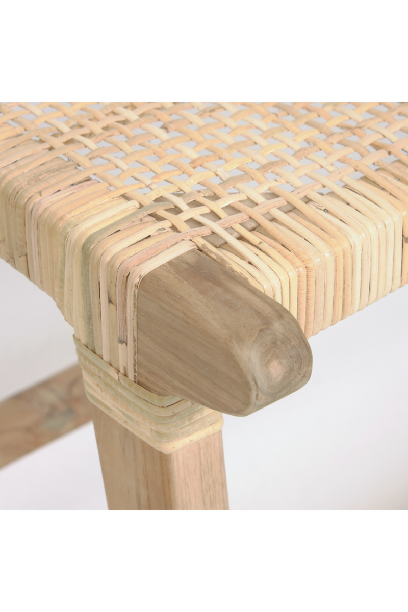 Solid Teak Rattan Bench | La Forma Beida | Woodfurniture.com