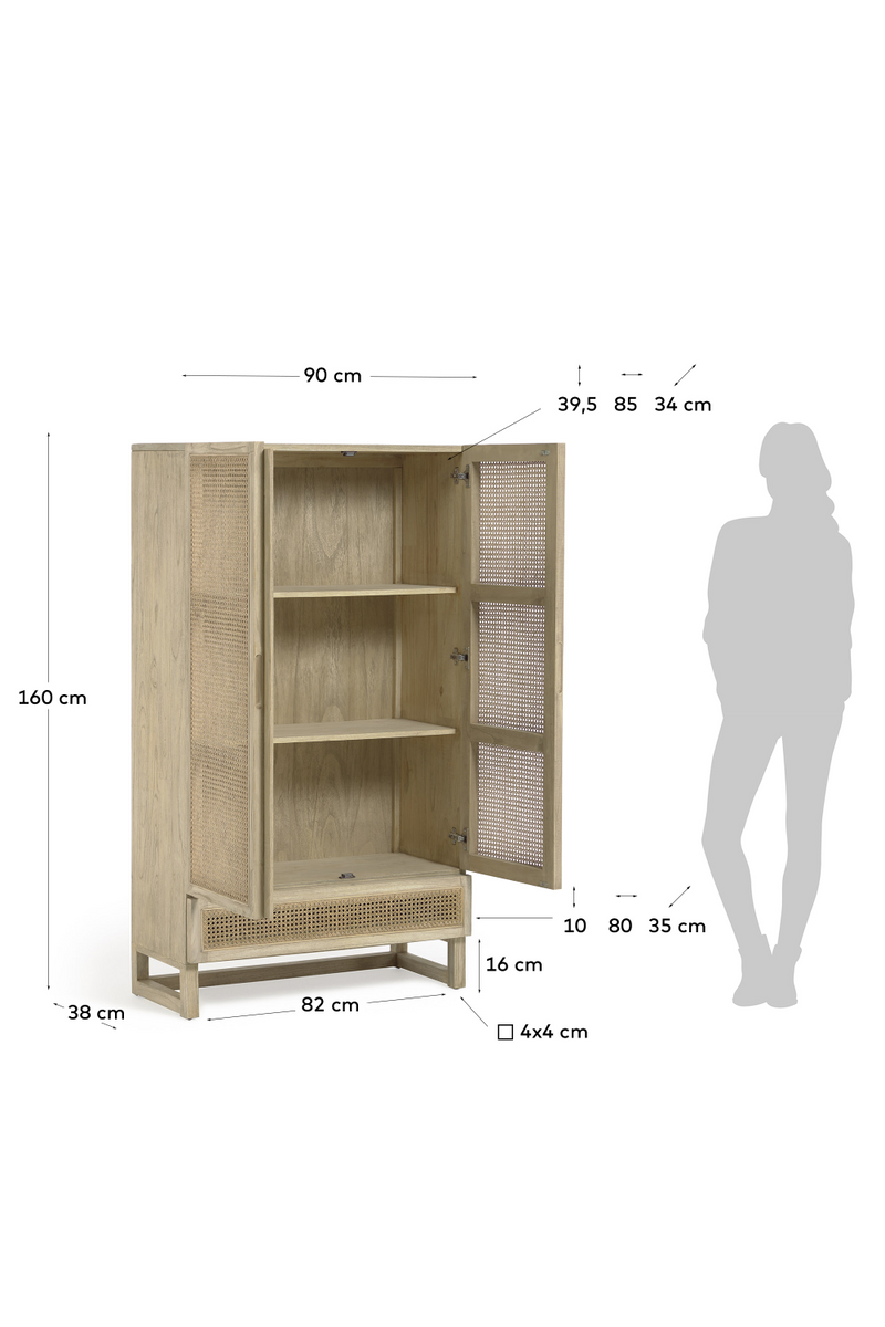 Mindi Wood & Rattan Wardrobe Cabinet | La Forma Rexit | Woodfurniture.com